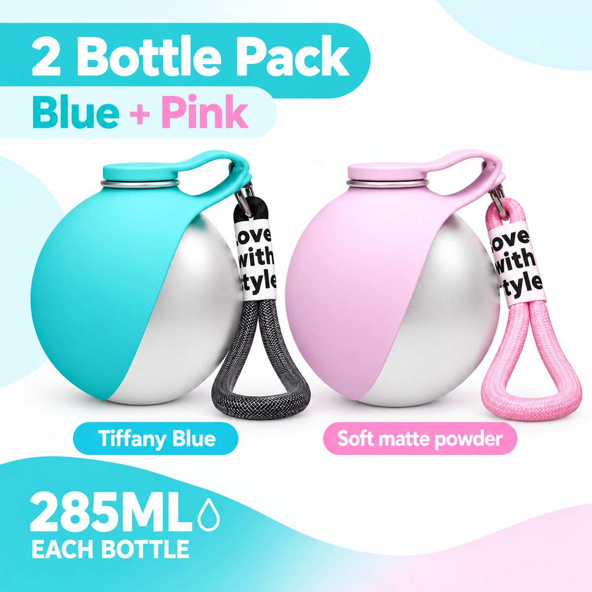 Botella de Agua Portátil de Acero Inoxidable para Perros con Dispensador